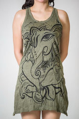 Sure Design Women's Cute Ganesha Tank Dress Green