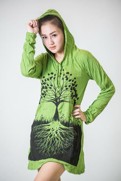 Sure Design Women's Tree Of Life Hoodie Dress Lime Sure Design Women's Tree Of Life Hoodie Dress Lime
