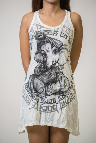 Sure Design Women's Baby Ganesh Tank Dress White