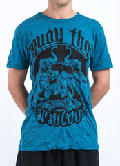 Sure Design Mens Muay Thai Fighting T-Shirt Denim Blue
