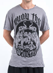 Sure Design Mens Muay Thai Fighting T-Shirt Gray