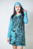 Sure Design Women's Butterfly Buddha Hoodie Dress Turquoise