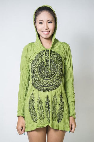 Sure Design Women's Dreamcatcher Hoodie Dress Lime