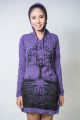 Sure Design Women's Tree of Life Hoodie Dress Purple