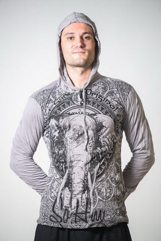 Sure Design Unisex Wild Elephant Hoodie Gray