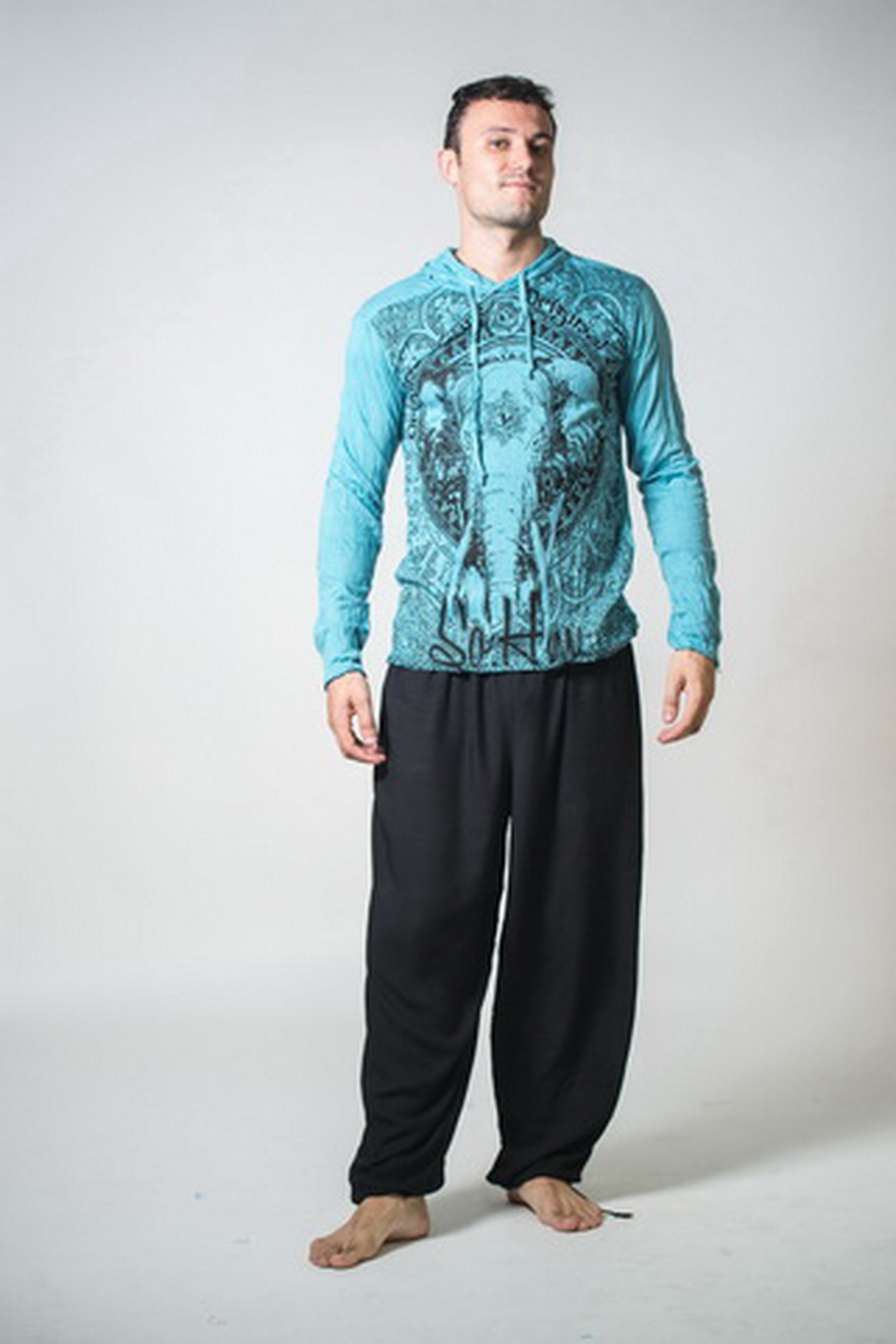Sure Design Unisex Wild Elephant Hoodie Turquoise