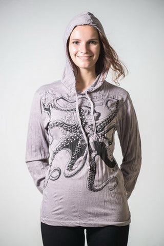 Sure Design Unisex Octopus Hoodie Gray