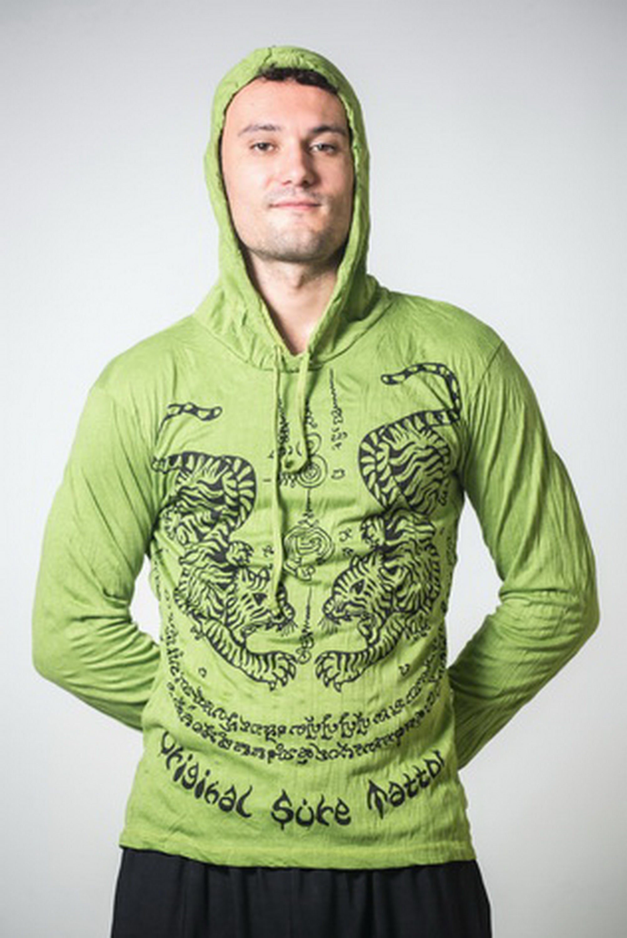 Sure Design Unisex Thai Tattoo Hoodie Lime