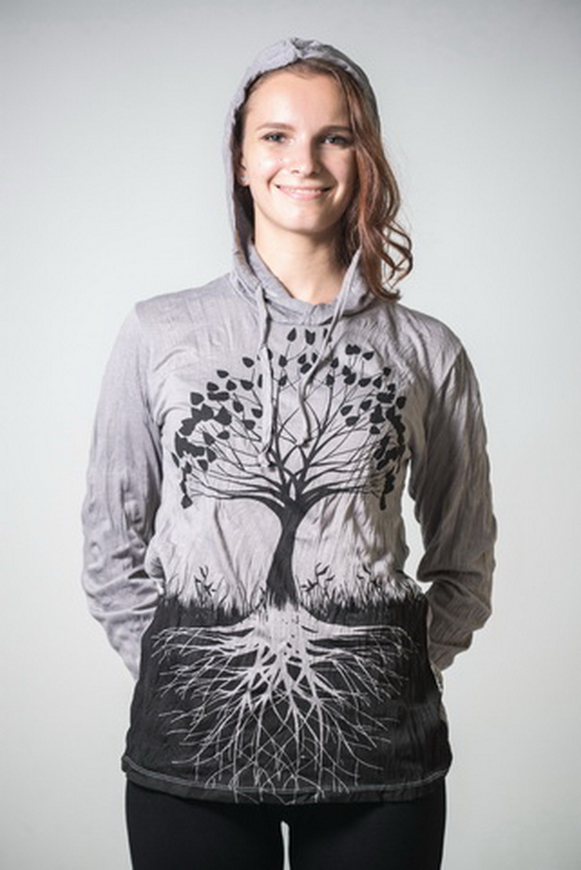 Sure Design Unisex Tree of Life Hoodie Gray