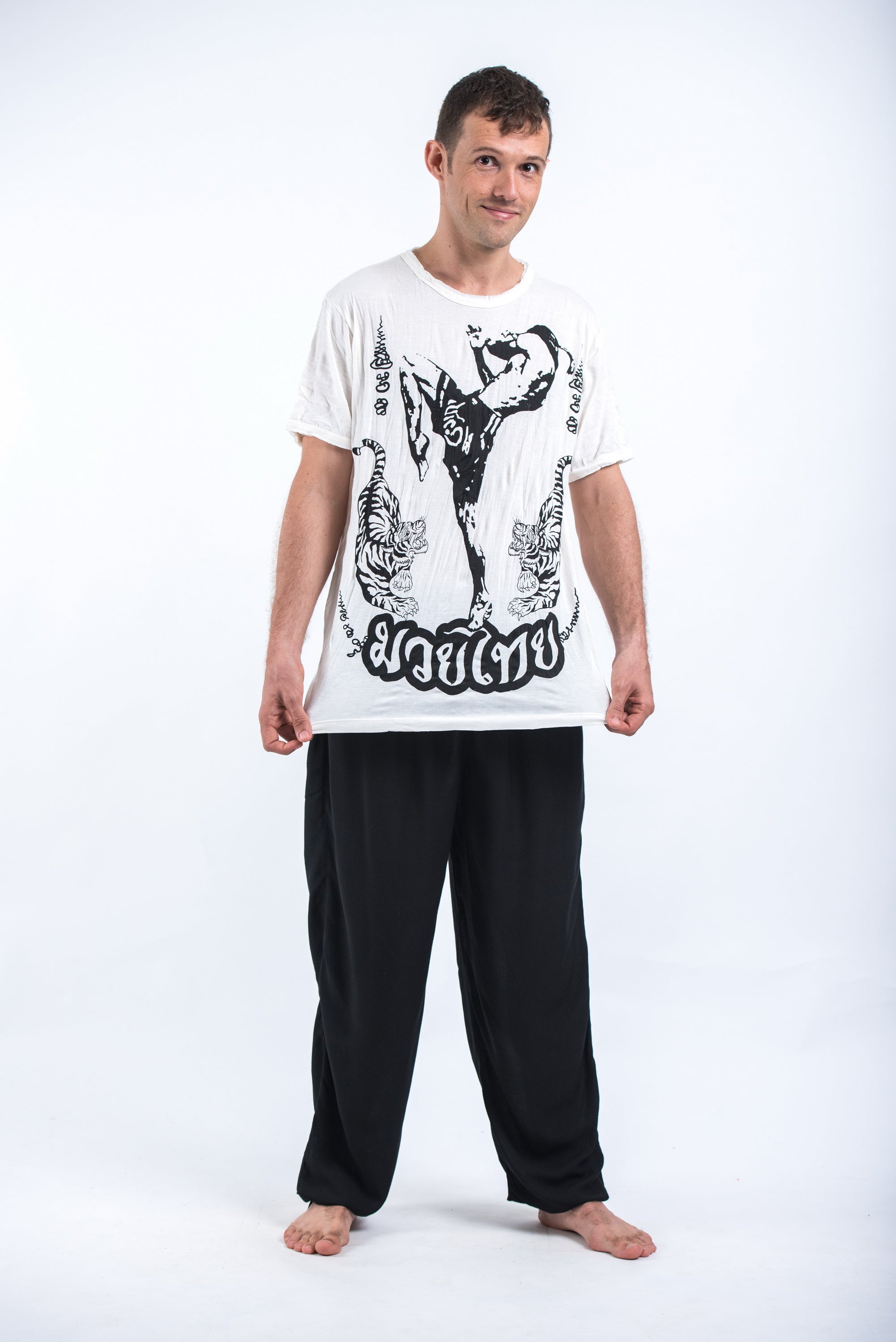 Sure Design Mens Muay Thai Flying Knee T-Shirt White