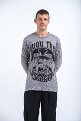 Sure Design Unisex Muay Thai Fighting Long Sleeve Shirt Gray
