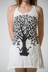 Sure Design Women's Meditation Tree Tank Dress White
