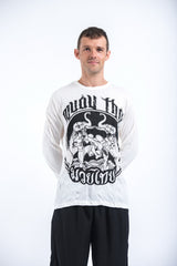 Sure Design Unisex Muay Thai Fighting Long Sleeve T-Shirt White