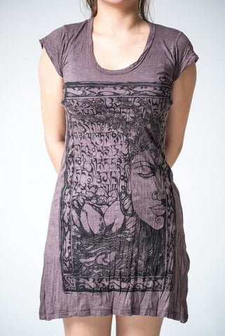 Sure Design Women's Sanskrit Buddha Dress Brown