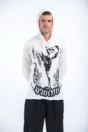 Sure Design Unisex Muay Thai Flying Knee Hoodie White