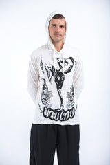 Sure Design Unisex Muay Thai Flying Knee Hoodie White