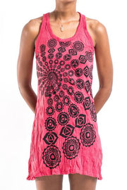 Sure Design Women's Chakra Fractal Tank Dress Red