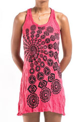 Sure Design Women's Chakra Fractal Tank Dress Red