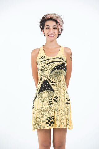 Sure Design Womens Magic Mushroom Tank Dress Yellow