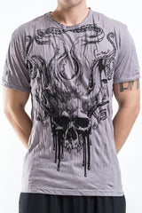 Sure Design Men's Hell Skull T-Shirt Gray