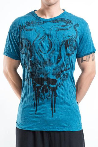 Sure Design Men's Hell Skull T-Shirt Denim Blue