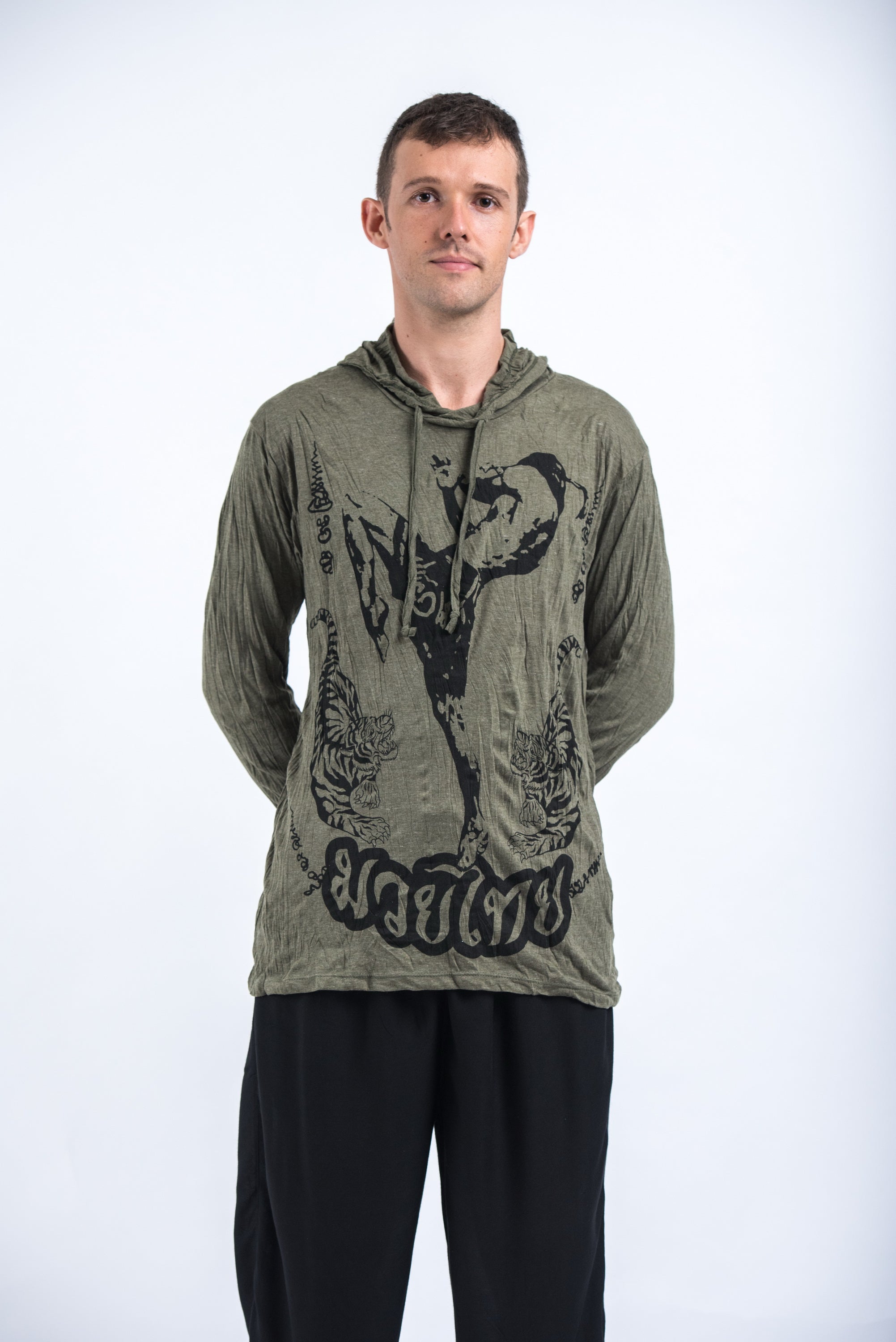 Sure Design Unisex Muay Thai Flying Knee Hoodie Green