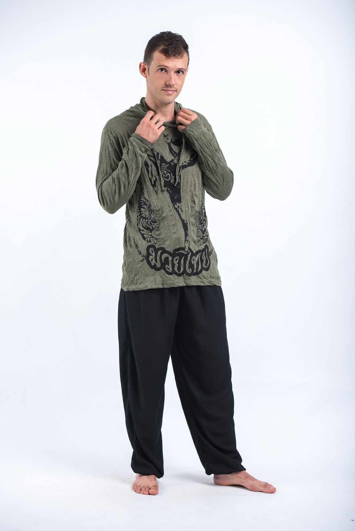 Sure Design Unisex Muay Thai Flying Knee Hoodie Green