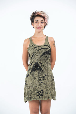 Sure Design Womens Magic Mushroom Tank Dress Green