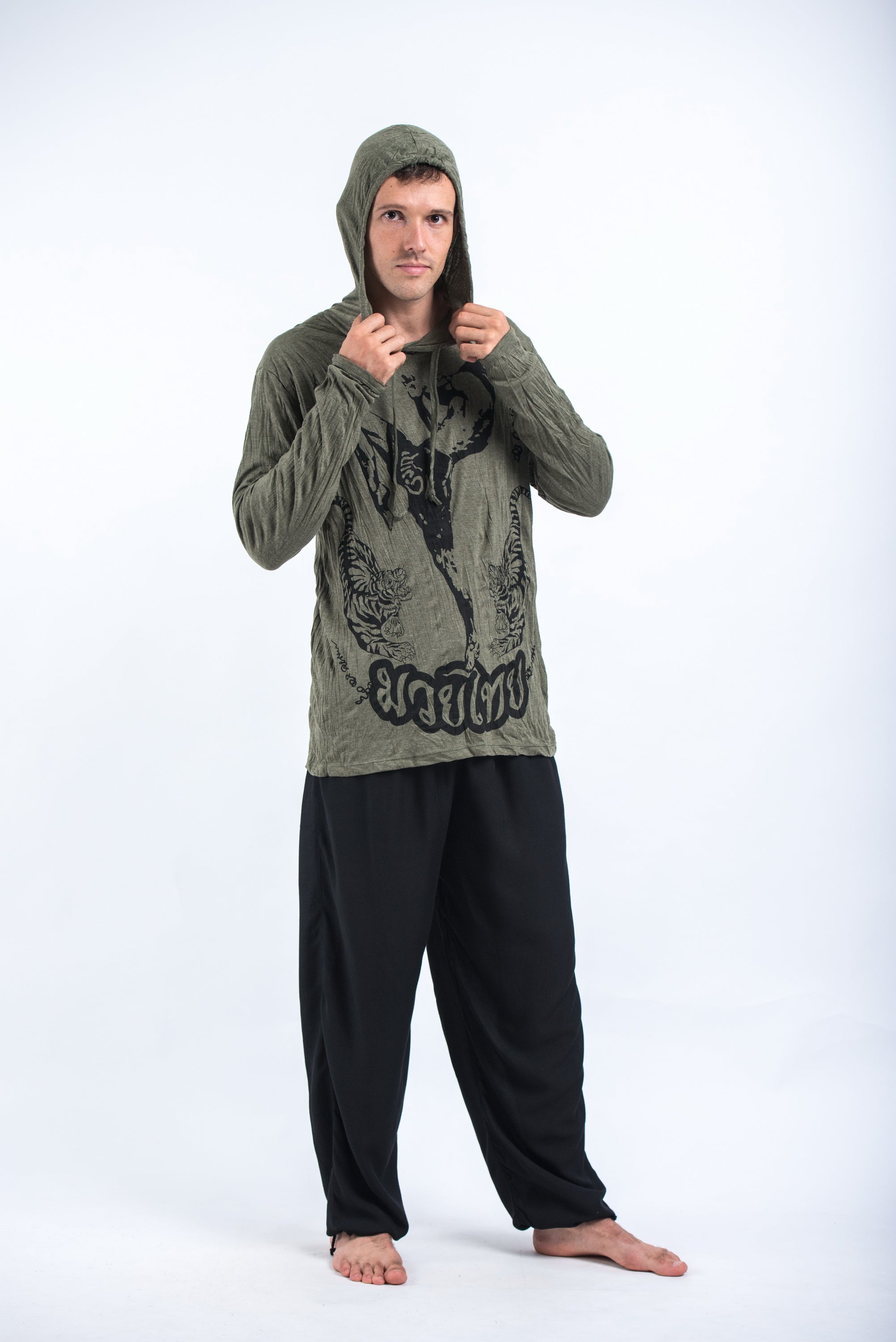 Sure Design Unisex Muay Thai Flying Knee Hoodie Green