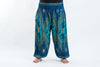 Plus Size Peacock Eye Unisex Harem Pants in Turquoise