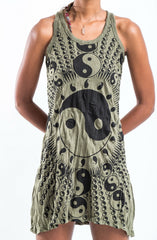 Sure Design Women's Multi Yin Yang Tank Dress Green