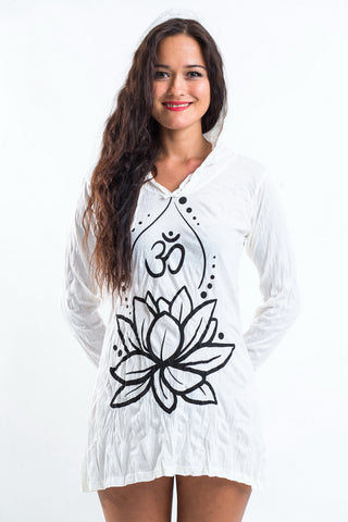 Sure Design Women's Lotus Ohm Hoodie Dress White