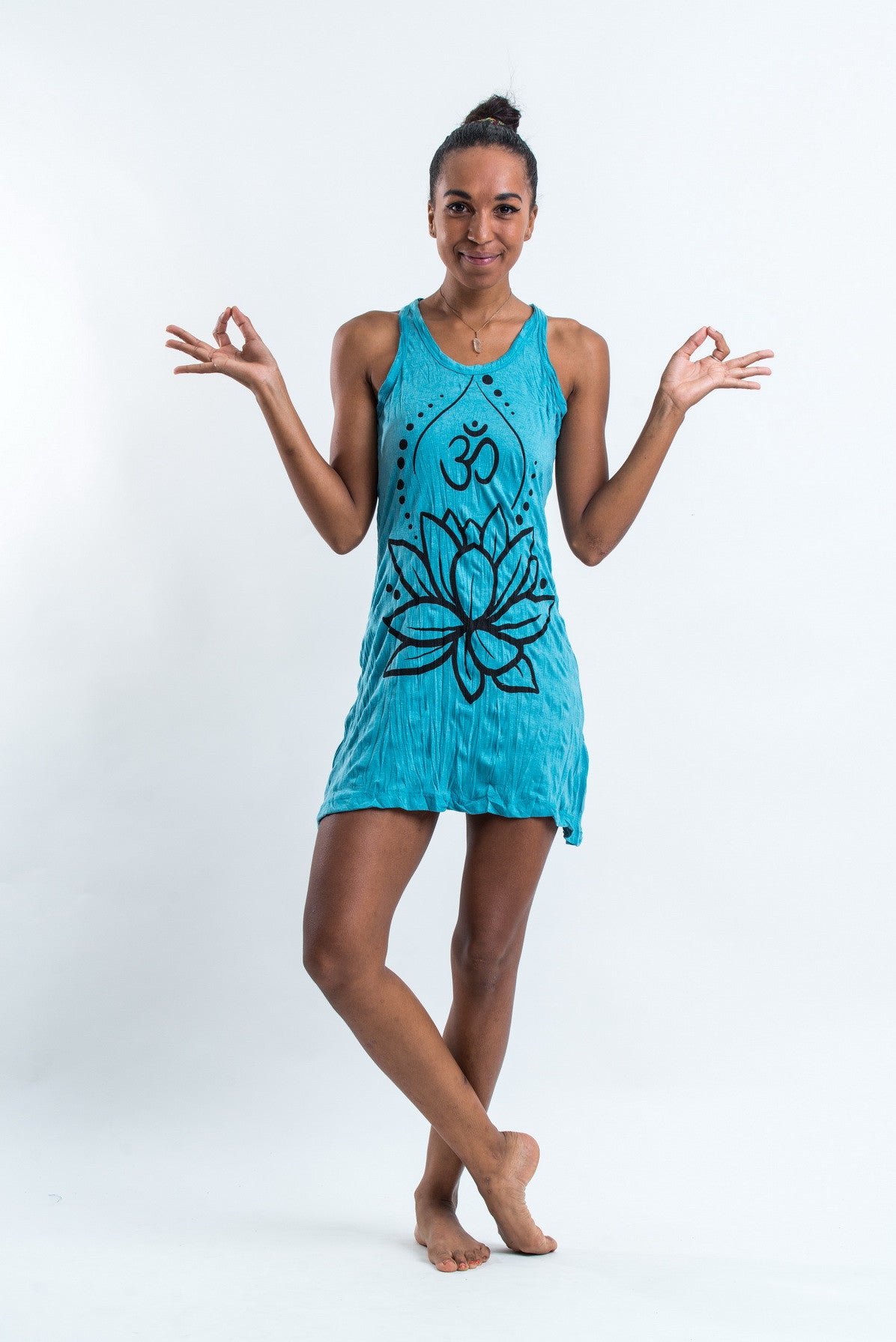 Sure Design Women's Lotus Ohm Tank Dress Turquoise