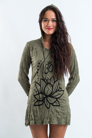 Sure Design Women's Lotus Ohm Hoodie Dress Green