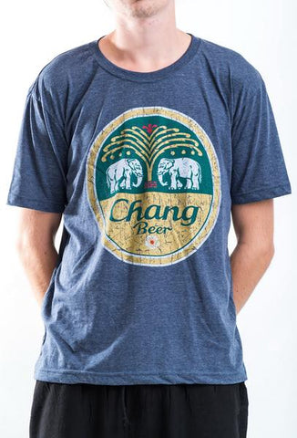 Men's Chang Beer T-Shirt Denim Blue