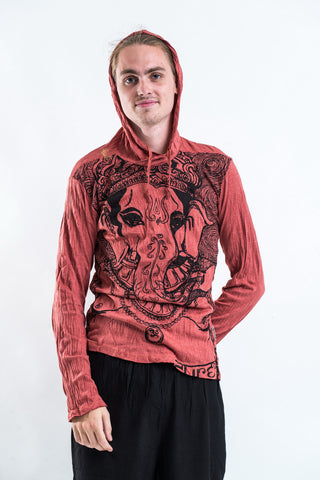 Sure Design Unisex Big Face Ganesh Hoodie Brick