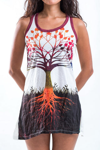 Sure Design Women's Tree of Life Tank Dress White