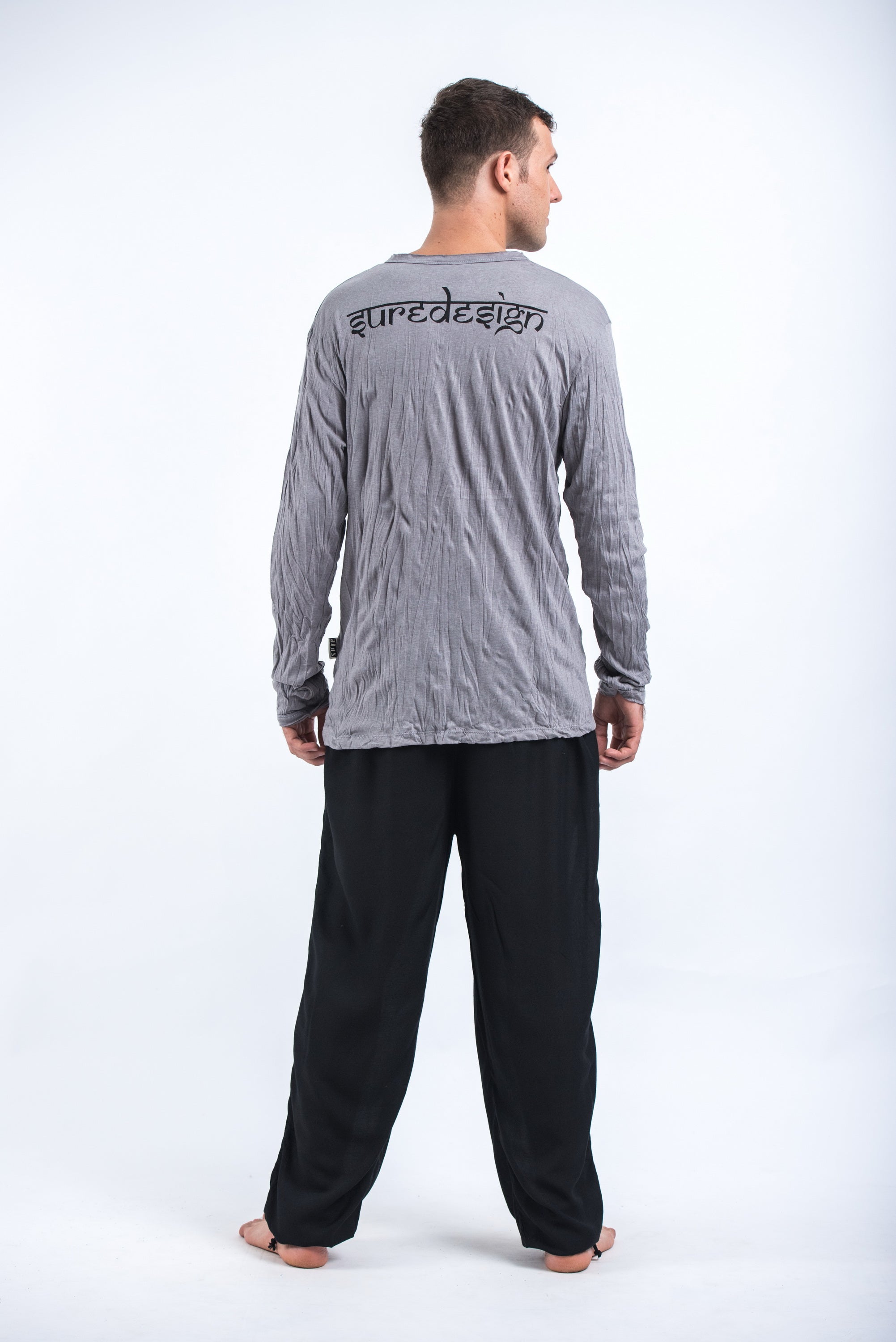 Sure Design Unisex Muay Thai Flying Knee Long Sleeve T-Shirt Gray