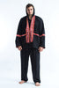 Thai Traditional Unisex Woven Cotton Fabric Hoodies With Delicate Embroidery Black