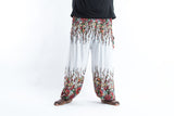 Wholesale Plus Size Floral Unisex Harem Pants in White - $15.50