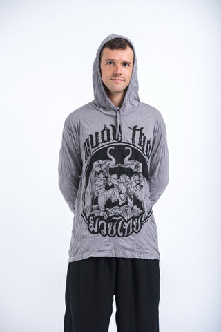 Sure Design Unisex Muay Thai Fighting Hoodie Gray