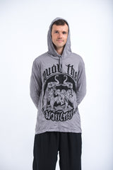 Sure Design Unisex Muay Thai Fighting Hoodie Gray