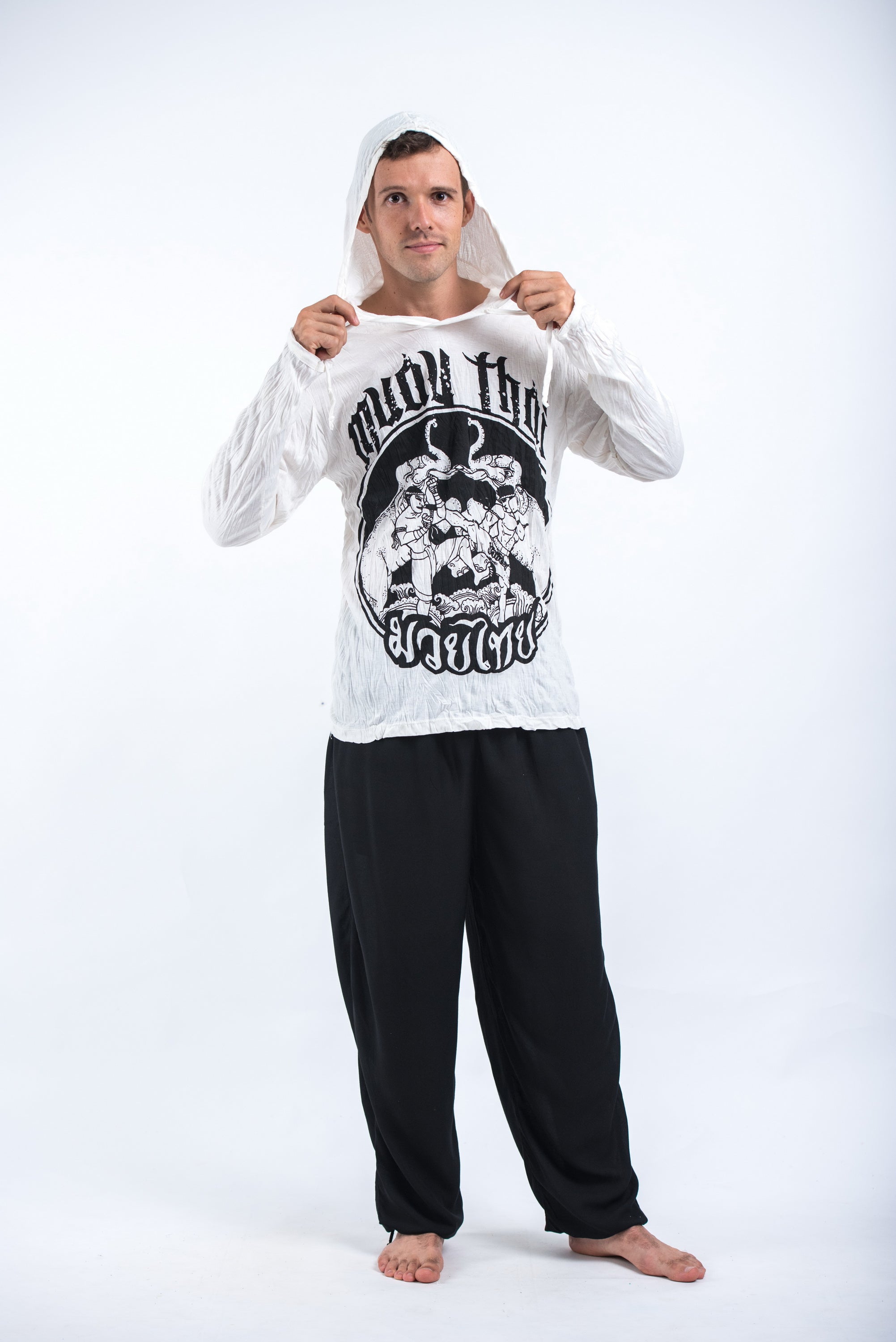 Sure Design Unisex Muay Thai Fighting Hoodie White