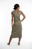 Sure Design Womens Solid V Neck Tee Dress Green