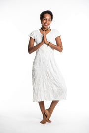 Sure Design Womens Solid V Neck Tee Dress White