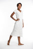 Sure Design Womens Solid V Neck Tee Dress White