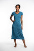 Sure Design Womens Solid V Neck Tee Dress Denim Blue