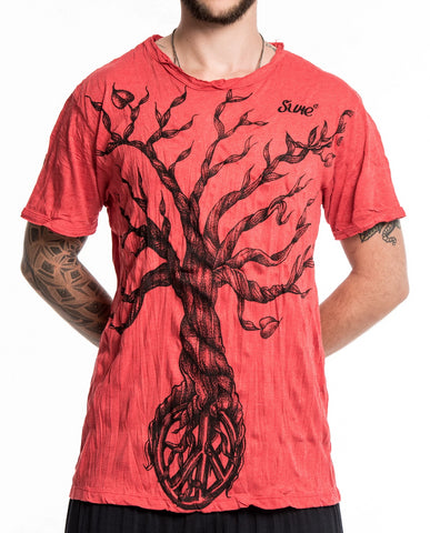 Sure Design Men's Peace Tree T-Shirt Red