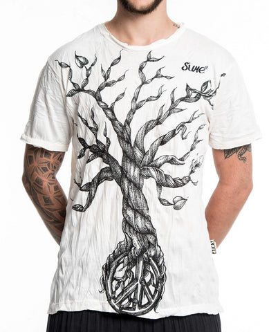 Sure Design Men's Peace Tree T-Shirt White
