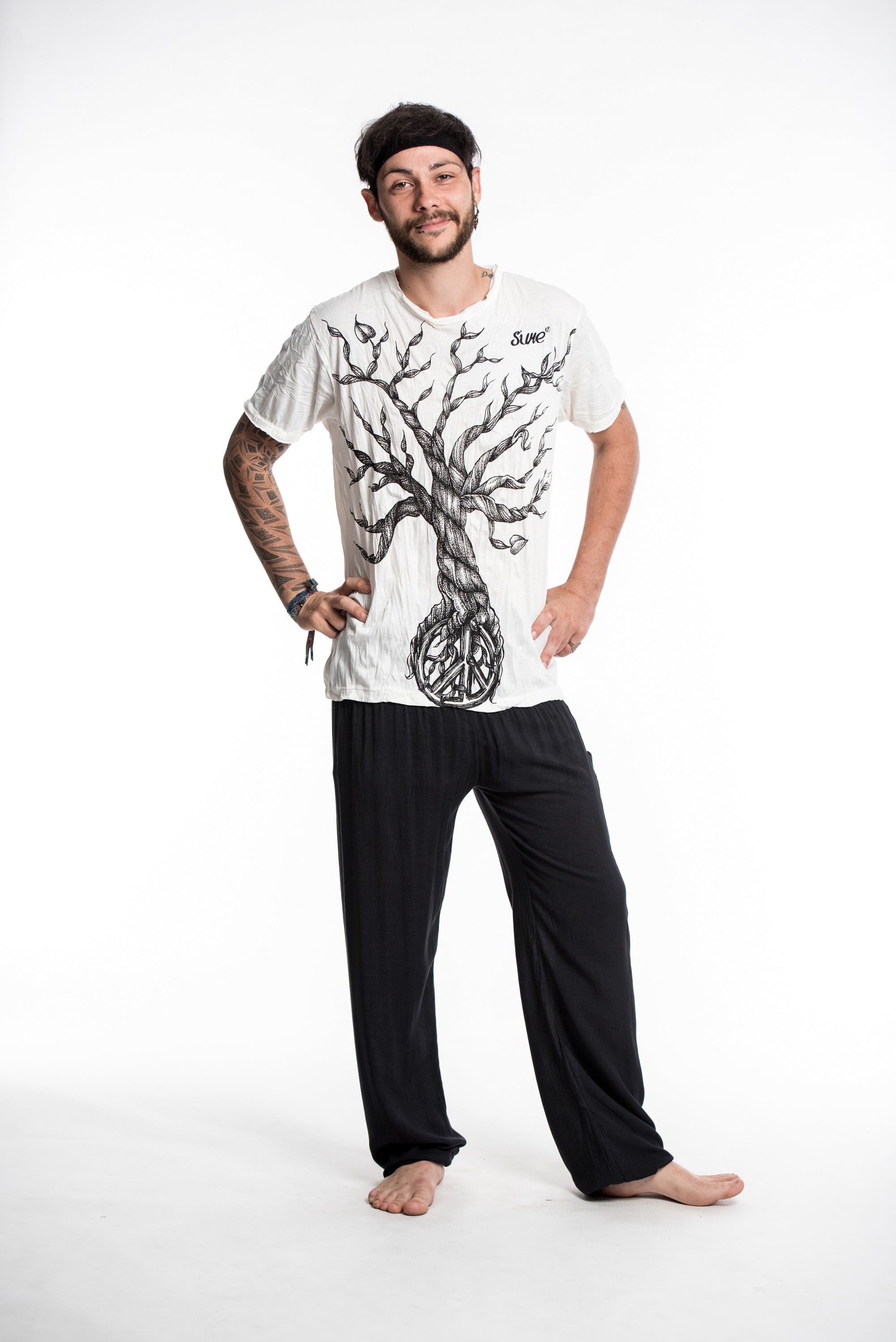 Sure Design Men's Peace Tree T-Shirt White